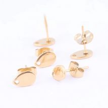 onwear 20pcs gold plated stainless steel teardrop stud earring posts with holes diy connectors for earrings jewelry making