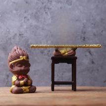 Lovely Sun Wukong Statue Tea Figurine Ornament Handmade Purple Clay Tea Pet Decoration Boutique Tea Table Decoration Crafts