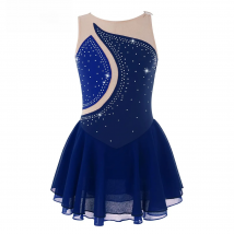 Girls Figure Skating Dress Glitter Sleeveless Ballet Dress Jersey Body Leotard with Rhinestone Gymnastics Competition Costumes