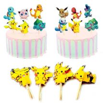 Pikachu Kuchenflaggen Geburtstagsparty-Dekorationen Einweg-Kuchen-Zahnstocher-Flaggen Popcorn-Box Anime für Kinder Jungen Partyzubehör