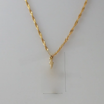 YELLOW GOLD COLOR 45CM WATER WAVE NECKLACE PLAIN SURFACE JESUS CROSS GOD PENDANT