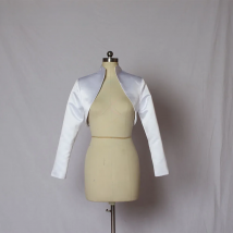 Mingli Tengda  Custom Made Bridal Satin Jacket Wrap Wedding Fashion Collar Shrug Long Sleeves Bolero Jacket Women