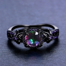 Fashion Black Bright Colorful Diamond Rings For Women Wedding Anniversary Beach Party Gift Jewelry