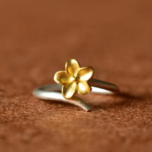 925 Sterling Silver Flowers gold Open Rings For Women Hypoallergenic Fashion Girl Sterling-silver-jewelry