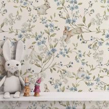 Rabbit and Duck Wallpaper, Nursery Cute animals Peel And Stick Wall Paper,Bird Design Wall Mural For Kids