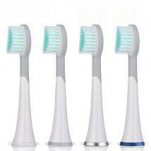 D901/D902 Mornwell 4pcs White Rubberied Replacement Toothbrush Heads with Caps for Mornwell D01/D02 Electric Toothbrush
