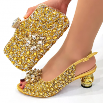 Doershow beautiful Italian Shoes And Bag Sets For Evening Party With Stones Italian Leather Handbags Match Bags!!HWE1-1