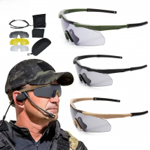 JSJM New Style Tactical Goggles CS Airsoft Windproof Shooting Glasses HD 3 Lens Motocross Motorcycle Mountaineering Safe Glasses