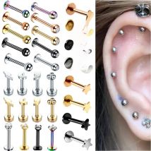 1PC Stainless Steel Labret Piercing Ball Star Heart Moon Ear Lobe Helix Trague Conch Stud Earring Piercing Body Jewelry