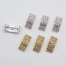 21 * 9mm rectangular bow with rod sliding buckle white diamond wedding bow decorations 10pcs