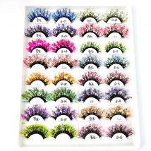 Unique Shining Colored Eyelashes Gold Pink Green Glitter Colorful False Eye Lashes Dramatic Halloween Party Rainbow Cilias