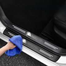 Carbon brazed door sill strip protective stickers for automotive interiors For New Skoda Fabia Superb Yeti Mk3 A4 A6 A7 2 3 A5