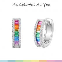 Allnoel Creolen echte Sterling Silber für Frauen bunte Regenbogen Zirkon Kristall kleinen Kreis trend ige Geschenke edlen Schmuck