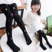 Autumn High Quality children girls tights Velvet candy colors Cute Embroidery bear Tights for baby kids Girls Pantyhose Stocking