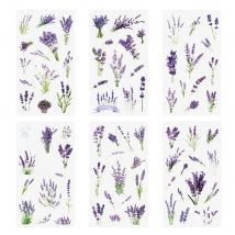 6Pcs Plant Lavender Flower Stickers Booklet Tablet Diary Laptop Helmet Water Bottles Decor Stickers PET PVC Sticker Pack