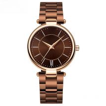 MINI FOCUS Stainless Steel Strap Watches for Women Waterproof Luxury Dress Quartz Wrist Watch Woman Lady Coffee Brown MF0189L