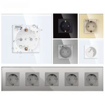 TAWOIA EU Waterproof Sockets 16A Electric Wall Socket Outdoor Glass Bathroom Double Outlet Triple Cover Sockets Quad Socket