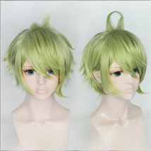 Danganronpa V3:Killing Harmony Rantaro Amami Wigs Gree Short Heat Resistant Synthetic Hair Anime Cosplay Wig + Wig Cap