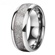 4/6/8mm Tungsten Rings for Men Meteorite Inlay Women's Ring Wedding Domed Band Polished Shiny Confort Fit Engagement Gift