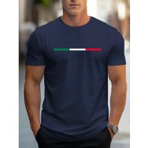 Men's summer 100 cotton fashionable casual loose plus size ITALIA pattern printed sports round neck short sleeved T-shirt top