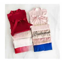Bride Bridesmaid Wedding Robe Embroidery Kimono Bathrobe Gown Nightgown Casual Satin Short Women Sexy Nightwear Sleepwear