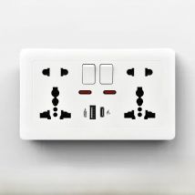 146 Type 2 Gang Multi-Ten-Hole Socket With 2Port USB Type-c 10w Fast Charging Panel British standard double five-hole socket
