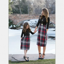 PUDCOCO 2019 Hot Family Matching Clothes Women Girls Mother and Daughter Plaid Dresses Outfits 1PC
