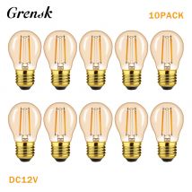 10 Stück Vintage LED 12 V Glühbirnen E27 G45 2 W Bernstein Glas Niederspannungsampullen Glühlampe RV Camper CabInnenbeleuchtung Lampe