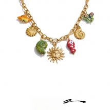 Yhpup Ocean Style Ceramic Conch Fish Butterfly Sun Drop Y2K Handmade Necklace Women Stainless Steel Statement Trending Jewelry