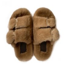 women fur slippers 100% mink slippers for woman Home fashion chanclas de mujer Luxury Designer Sandals 2025  winter shoes