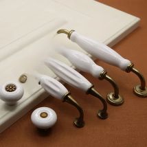 Antique Bronze Ceramic Cabinet Handles Zinc Alloy Drawer Knobs Pulls Wardrobe Door Handle European Furniture Handle Hardware
