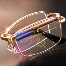CLLOIO Folding Reading Glasses Men Women Portable Multifocal  Glasses Anti Blue Ray Presbyopic optical Eyewear with Leather Case