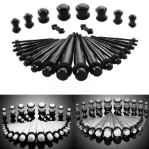 36Pcs/lot 1.6-10mm Full Size Acrylic Ear Tapers Plugs and Tunnels Ear Gauges Stretching Kits Ear Dilations Piercing Body Jewelry