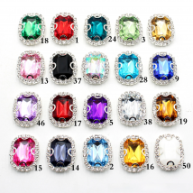 10 pieces/batch 20 * 25MM metal diamond acrylic button flat bottom four hole sewing, used for wedding decoration accessories