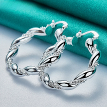 URMYLADY 925 Sterling Silver Rope Ear Loops Earrings For Women Wedding Engagement Fashion Charm Jewelry