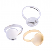 5pcs Stainless Steel Adjustable Gold Plated 10mm Cabochon Ring Base Setting Blanks Diy Bezel Trays For Jewelry Making Supplies
