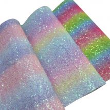 Mini Roll 30x134cm Rainbow Fashion Chunky Fine Glitter Fabric Faux Leather For Bows Craft Earring Sewing Bags  AY210
