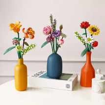 Building Block Bouquet 3D Model Toy Home Decoration Plant Potted Chrysanthemum Rose Flower Assembly Brick Girl Toy Child Gift