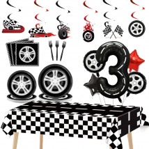 Car Wheel Theme Birthday Party Plate Napkin Balloons Checkered Race Car Themed Party  3TH 4TH 5TH Birthday Party Supplies