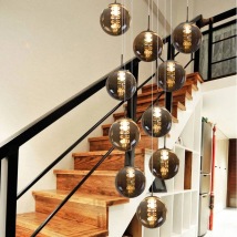 2026 New Modern Glass Ball Chandelier Lustre Living Room Staircase Light Spiral Light G4 Led Hotel Chandelier Villa Lighting