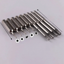 9PCS Torx T1 T2 T3 T4 T5 T6H T8H T9H T10H 28mm&45mmScrewdriver 3/25"(4mm) Bits Mobile Repair Bit Plum Blossoms Repairing Head