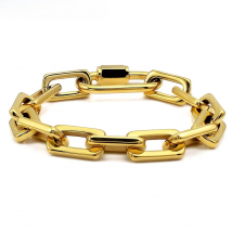 Metal Shiny Punk Bangle Bracelet for Women Men Big Screw Lock Heavy Gold Plated Stainless Steel Chain Bracelet Necklace Set
