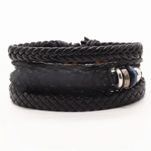 New Arrival Punk Vintage Men Leather Bracelets For Women Bangles Eye Skull Cross JESUS Charm 3 Pcs/Set Homme Gift Jewelry