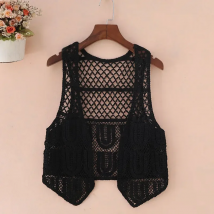 Vests Women Knitting Outwear New Hollow Out Cropped Korean Style College Ins Summer Thin Streetwear All-match Retro Hipster Soft