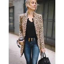 Hirigin Leopard Print Bussiness Coat 2018 Newest Fashion Women Sexy Winter Warm Wind Coat Cardigan Long Coat Clubwear