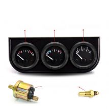 52mm 3 In 1 Oil Pressure Gauge + Voltmeter + Water Temp Gauge Kit with Sensor Oil Temp Gauge Voltmeter Oil Press Triple Meter