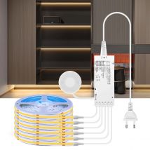1-6pcs COB LED Strip Light Under Cabinet Collection Display Touch Dimmer Bookcase Wardrobe Motion Sensor Penet Wood Closet Lamp