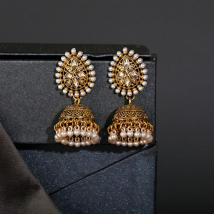 Classic Women's Gold Color Pearl Beaded Tassel Earrings Turkey Bijoux Vintage Drop Earrings Ethnic Tribe Indian Jewelry