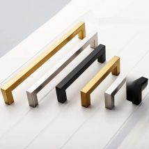 Black Cabinet Handle Square Furniture Hardware Stainless Steel Kitchen Door Knobs Cupboard Wardrobe Drawer Pulls