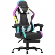 Silla de juego HOMALL LED con múltiples efectos de luz, ergonómica, con reposapiés, reposacabezas y soporte Lordo, silla de escritorio
